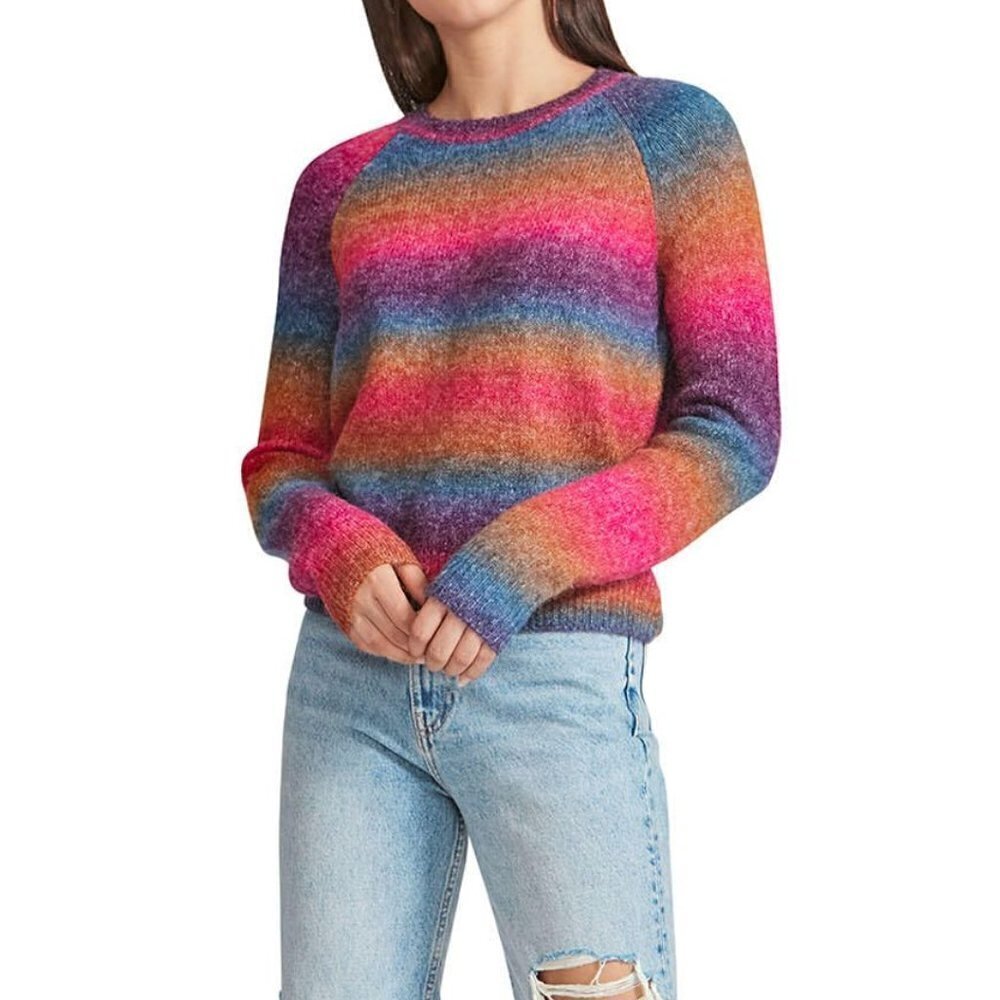 BB Dakota rainbow striped crewneck knit sweater size XXL